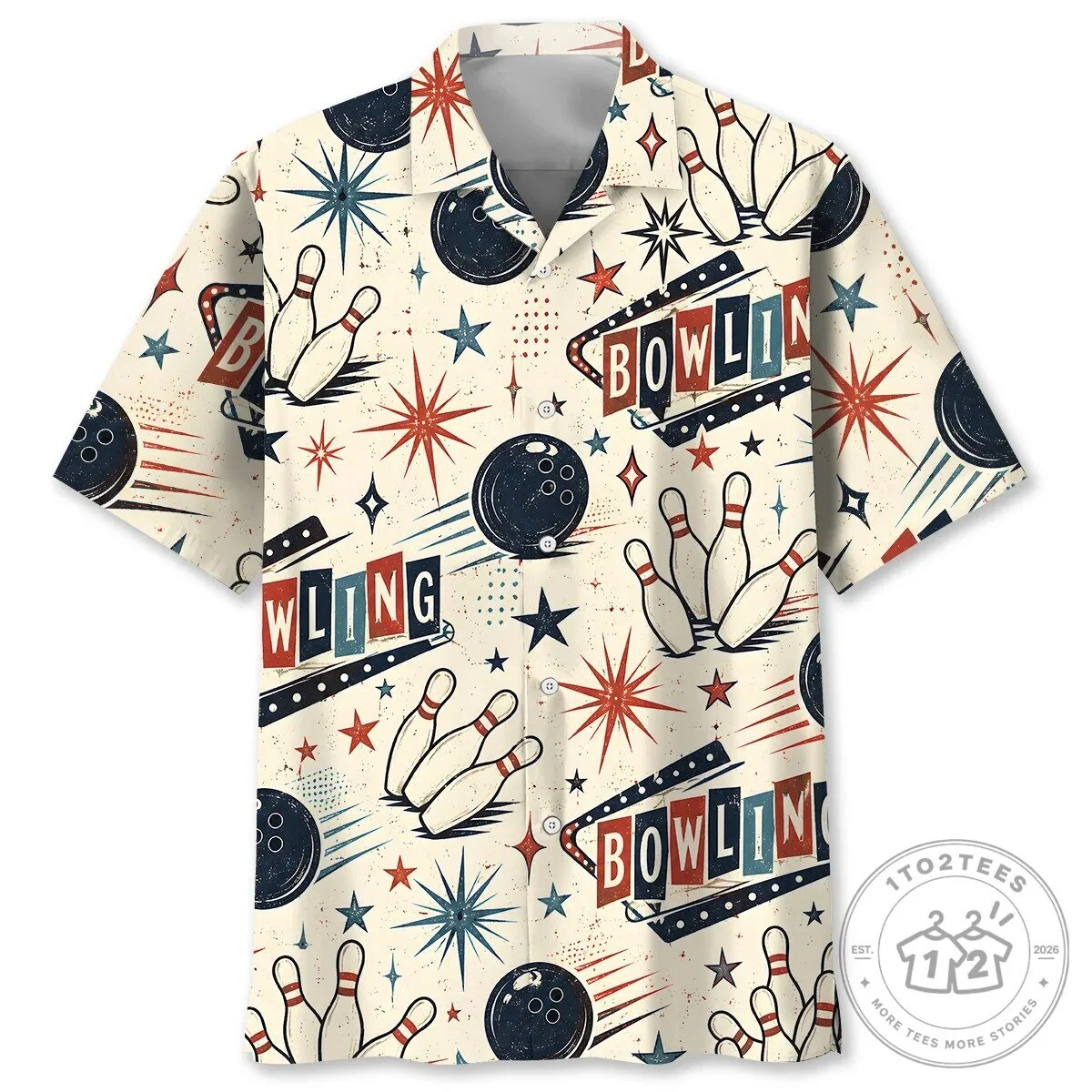 Retro Bowling Alley Hawaiian Shirt for Men and Women