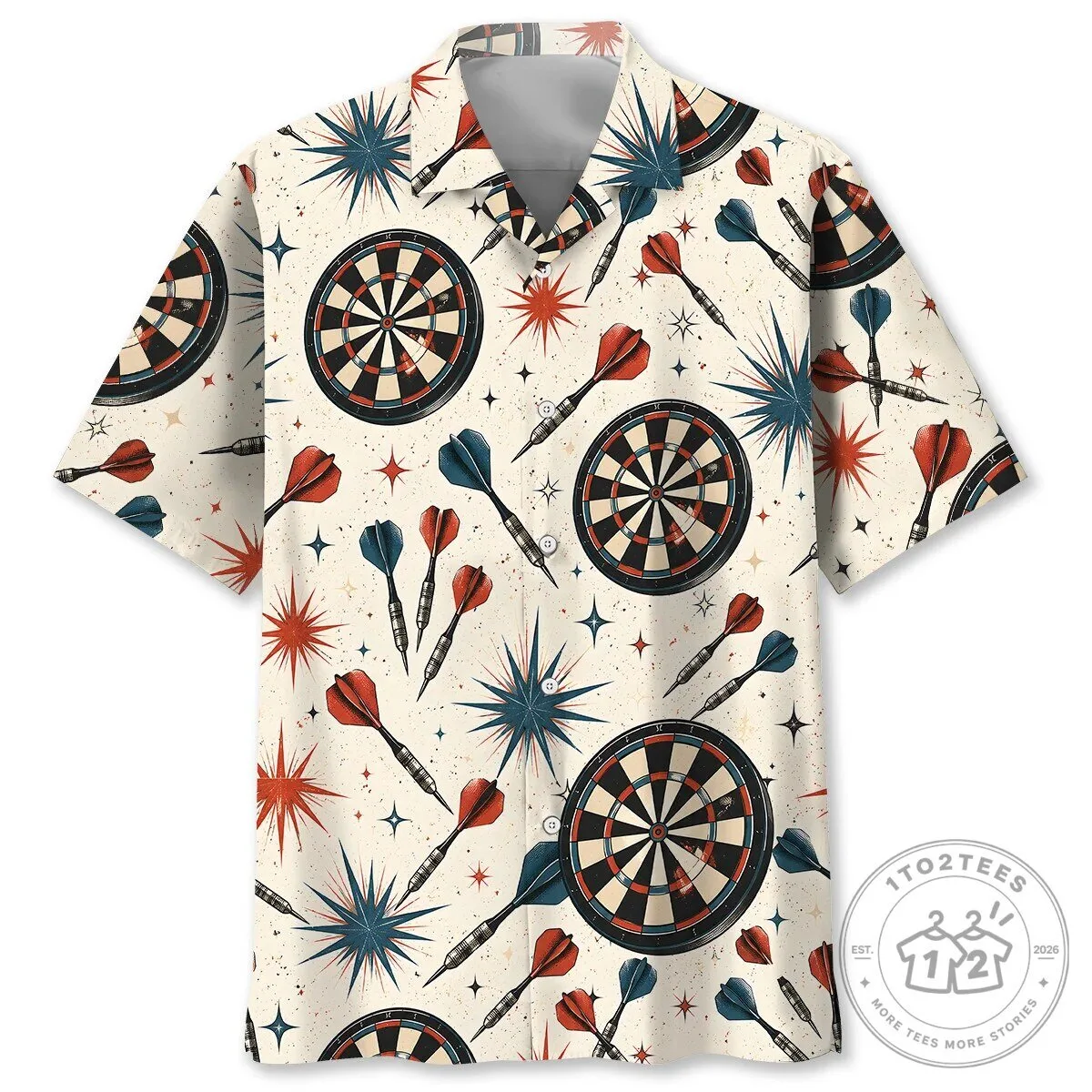 Vintage Dartboard and Darts Pattern Hawaiian Shirt for Men
