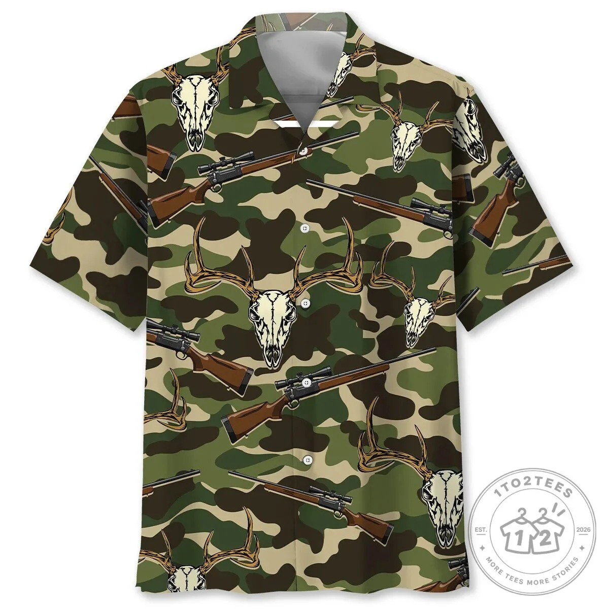 Deer Skull Hunting Camouflage Pattern Hawaiian Shirt