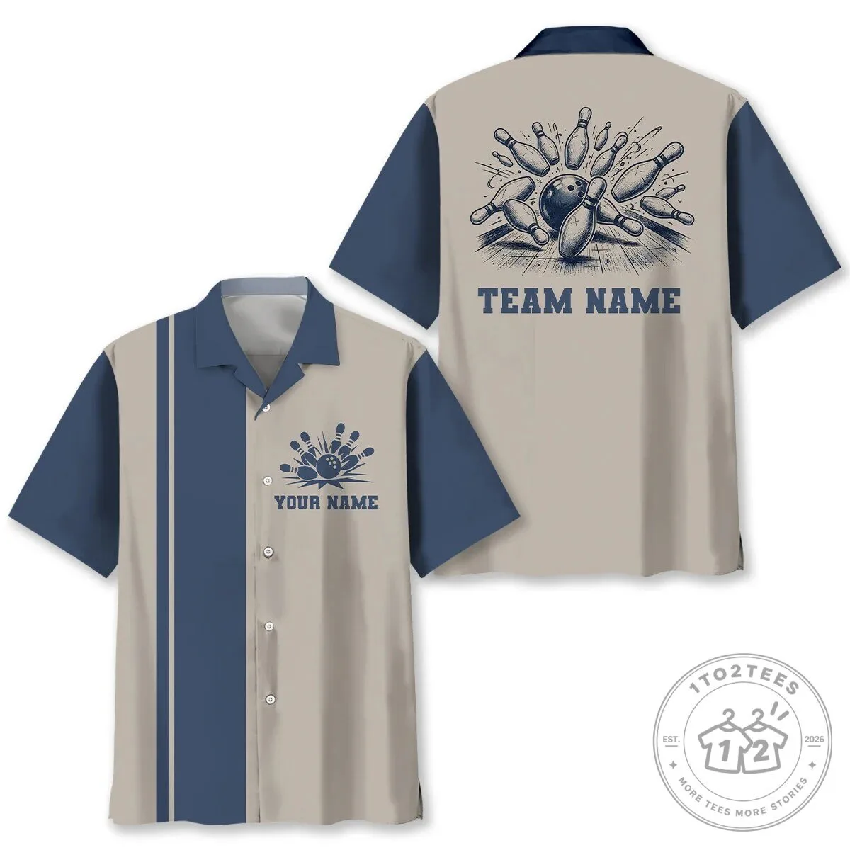 Personalized Bowling Team Name Vintage Style Hawaiian Shirt