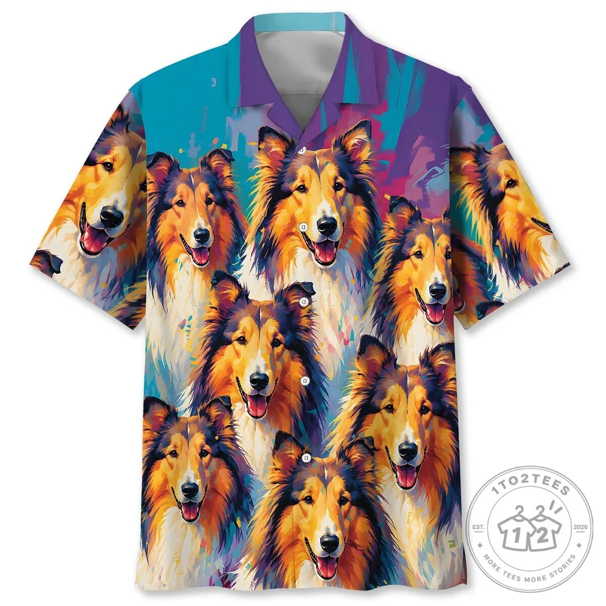 Rough Collie Dog Breed Abstract Art Hawaiian Shirt