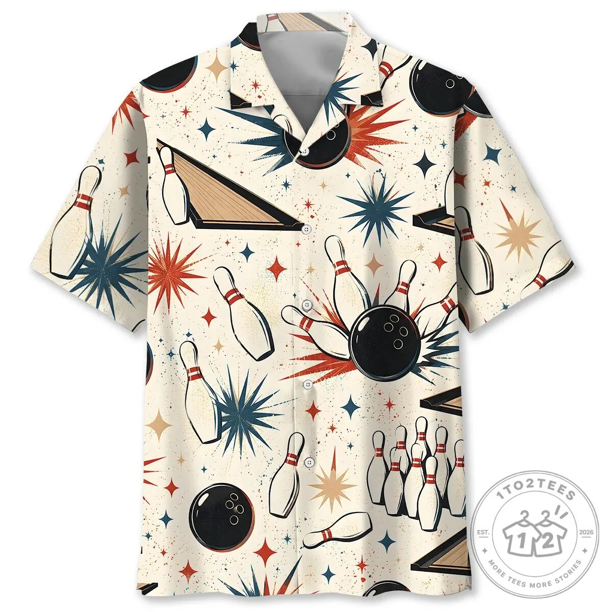 Retro Bowling Alley Pins And Ball Hawaiian Shirt