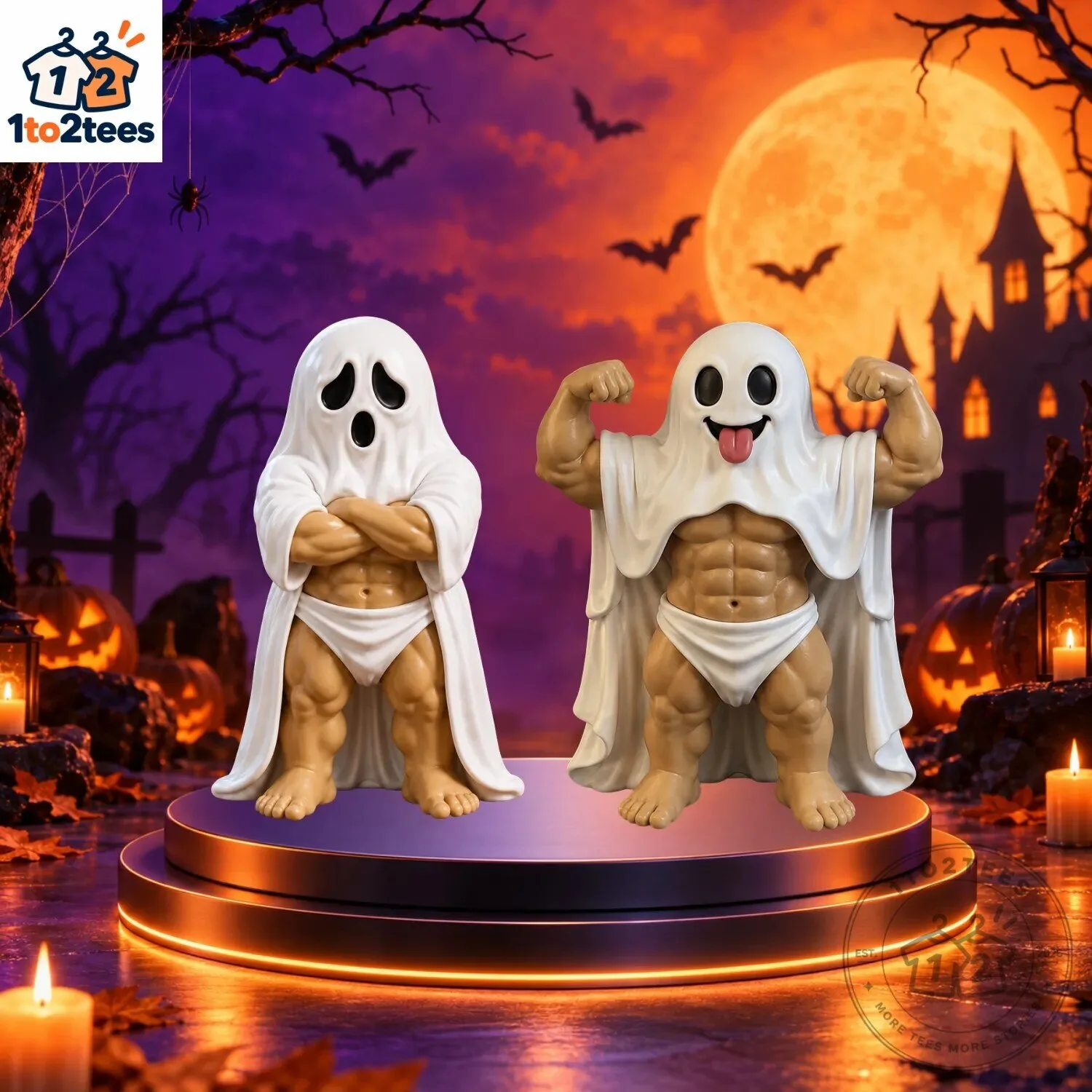 Halloween Funny Muscular Ghost Figures