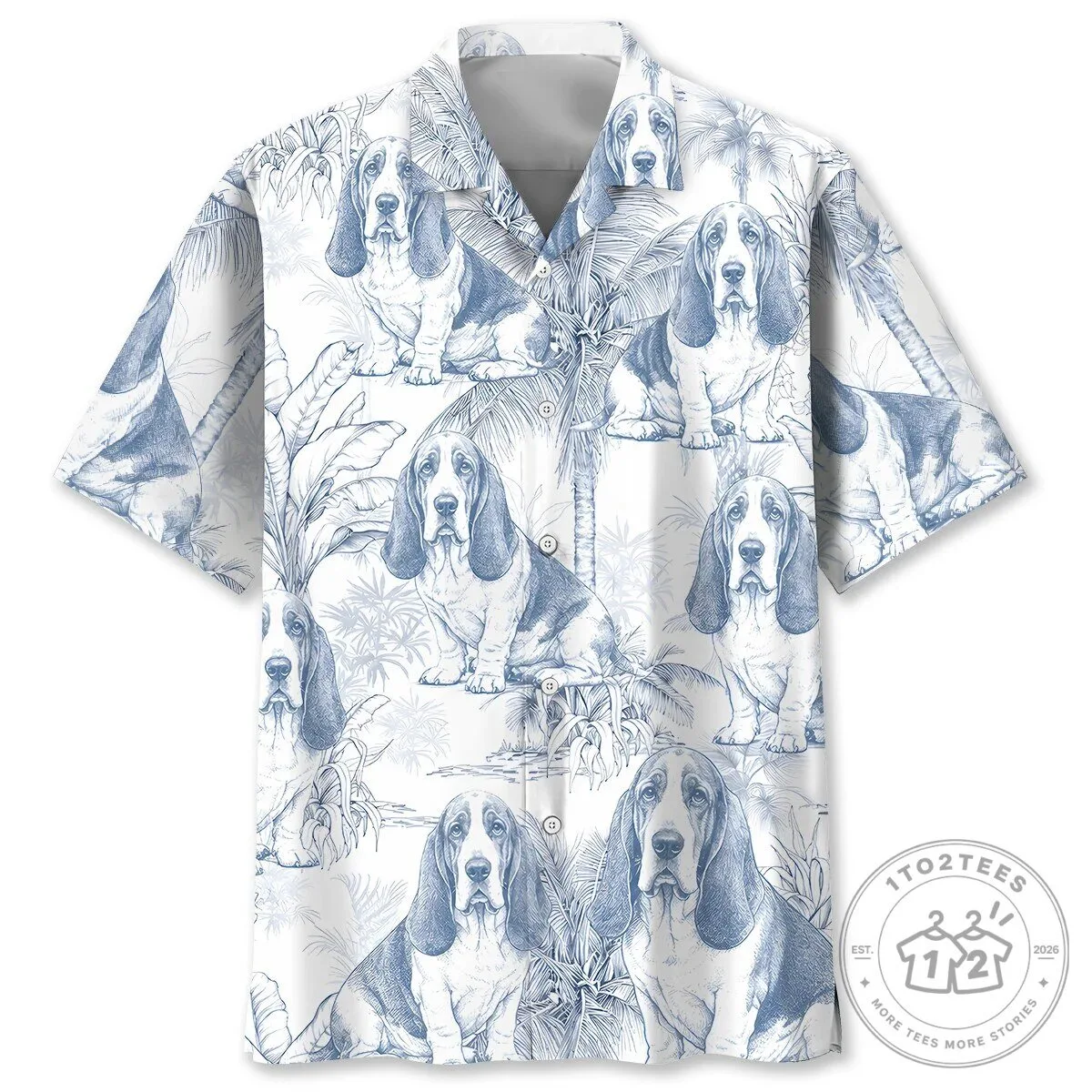 Basset Hound Dog Tropical Palm Tree Pattern Hawaiian Shirt