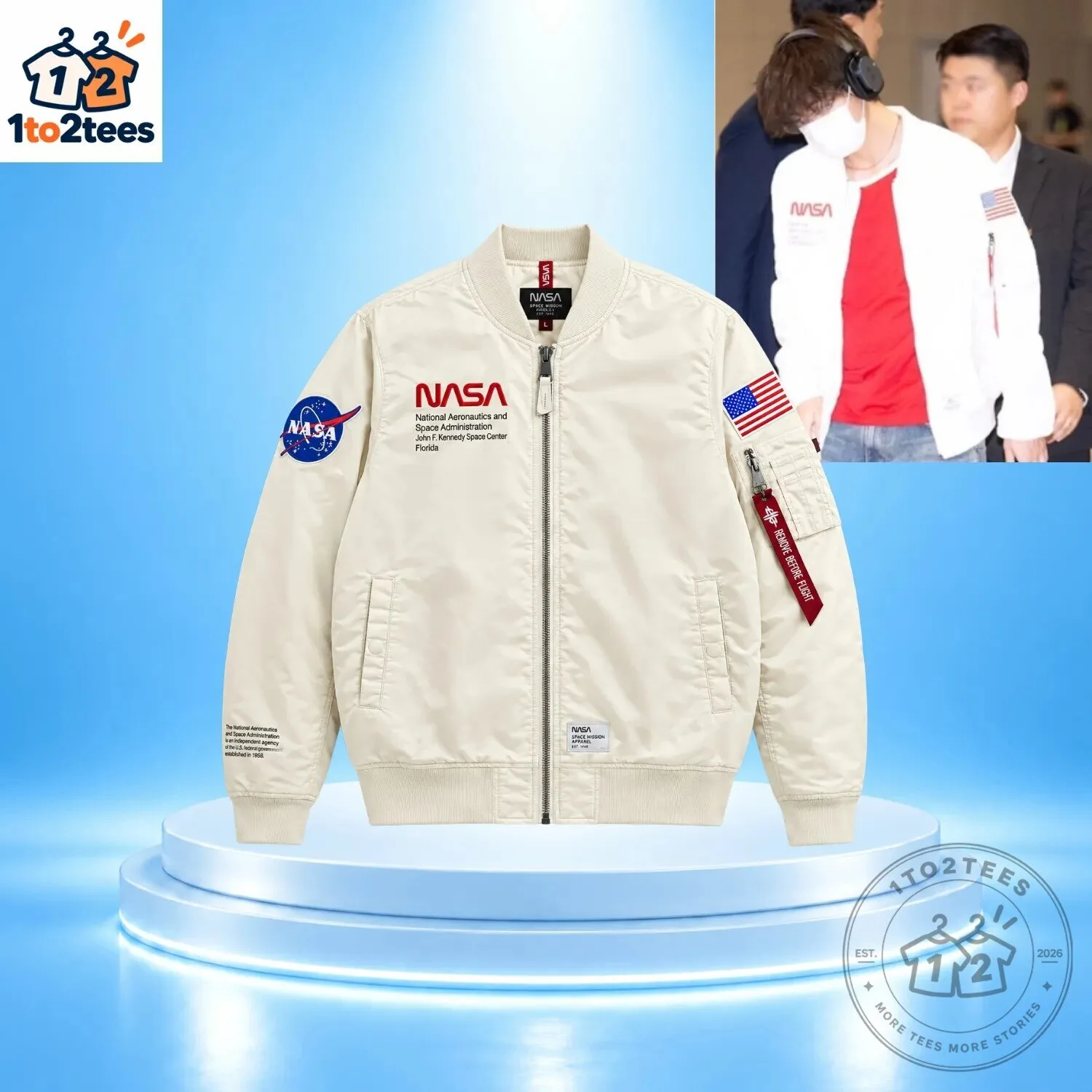 V Kim Taehyung Alpha Industries L-2B NASA Gen II Flight Bomber Jacket