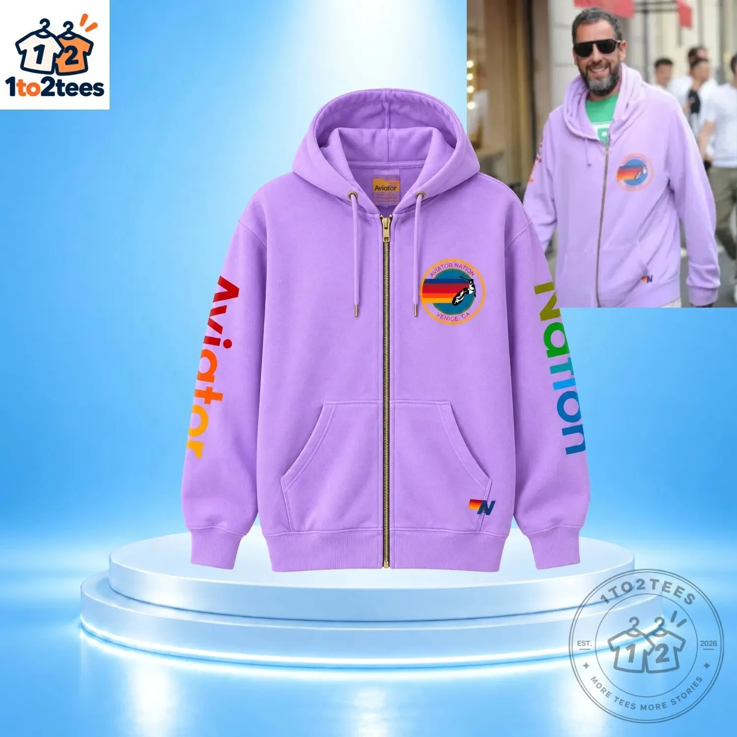 Adam Sandler Wear Aviator Nation Zip-Up Hoodie