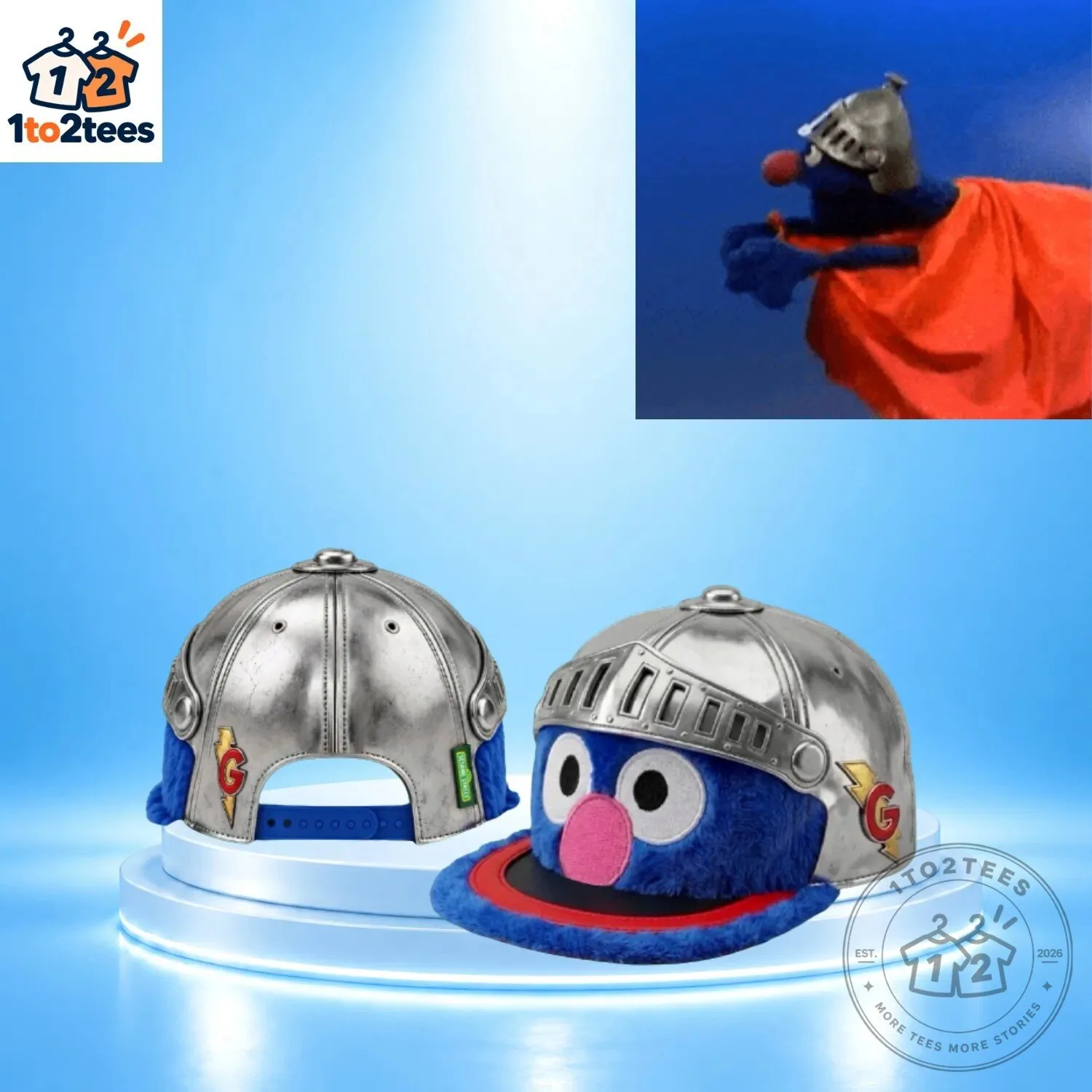 Sesame Street Super Grover Knight Helmet Snapback Hat